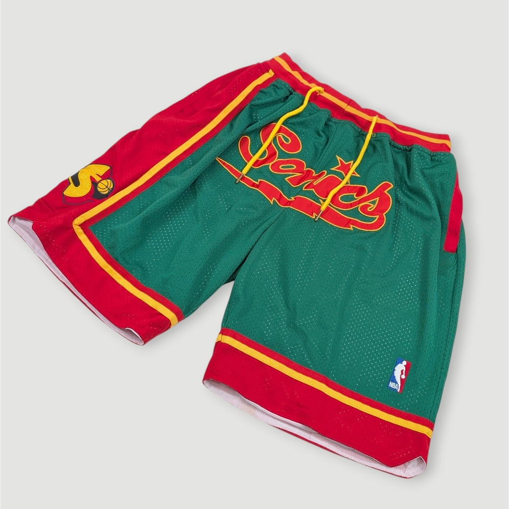 Just Don Seattle Sonics Retro Basketball Shorts Mens XL Green NBA Embroidered